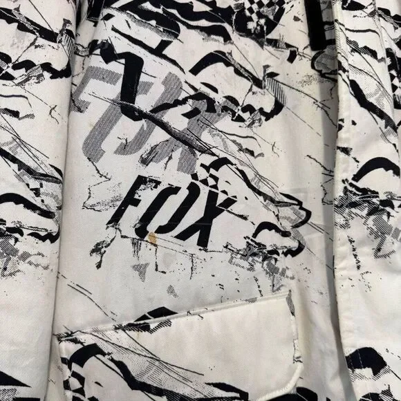 Fox Racing White Snowboarding Jacket Fur Hood Size Medium Cotton Poly Blend